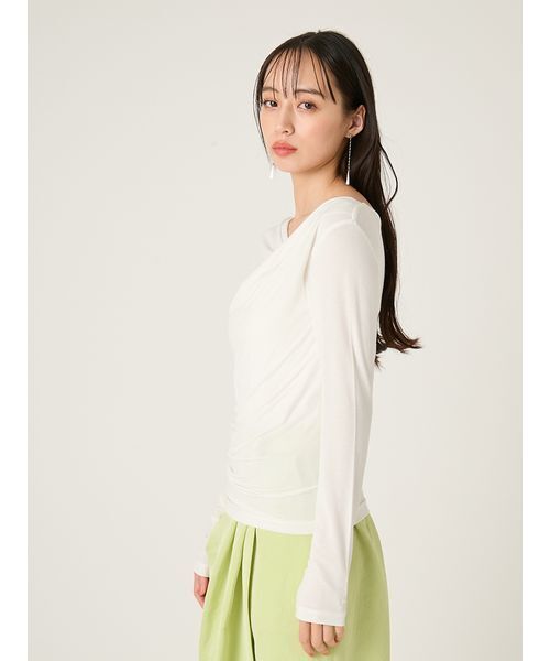 FRAY I.D（フレイ・アイディー） tシャツ 2wayデコルテタックドレープ