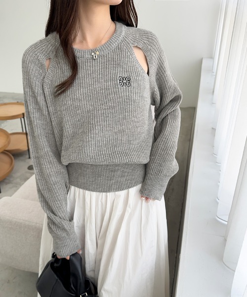 「mily bilet」 長袖ニット LARGE チャコールグレー レディース_画像5