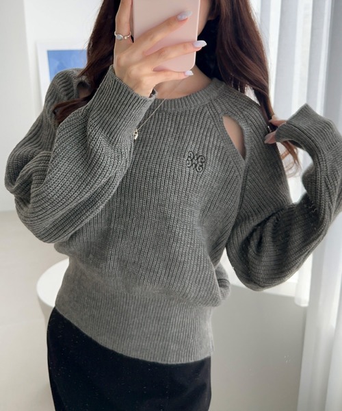 「mily bilet」 長袖ニット LARGE チャコールグレー レディース_画像8