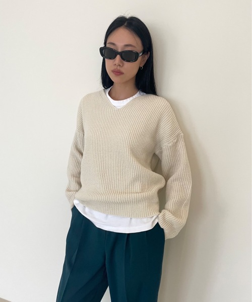 「Didot.showroom」 長袖ニット FREE ネイビー レディース_画像3