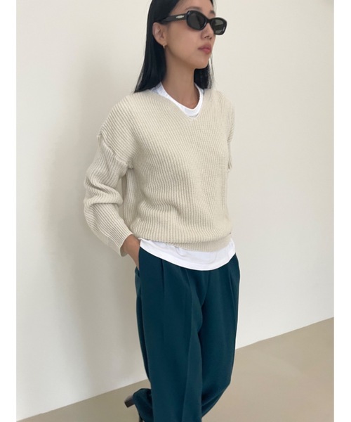 「Didot.showroom」 長袖ニット FREE ネイビー レディース_画像6