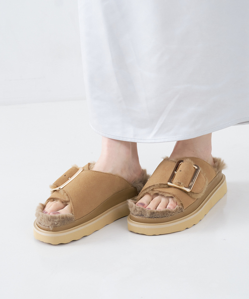 「MOHI」 フラットサンダル 36 カーキ レディース_画像3