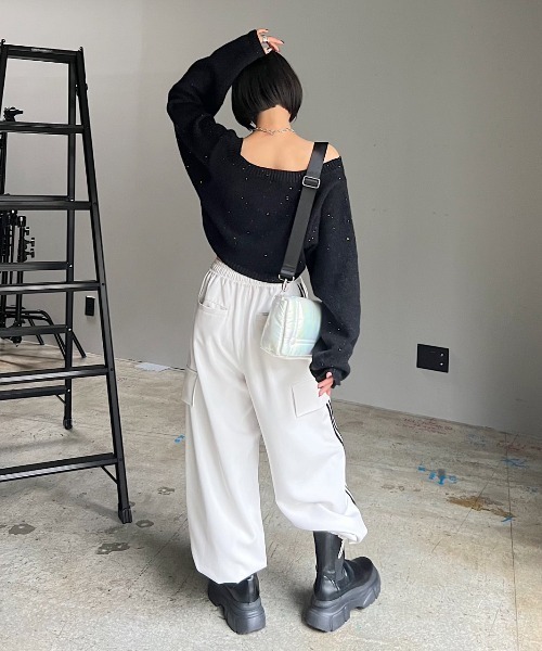 「PAGEBOY」 長袖ニット FREE ネイビー レディース_画像6