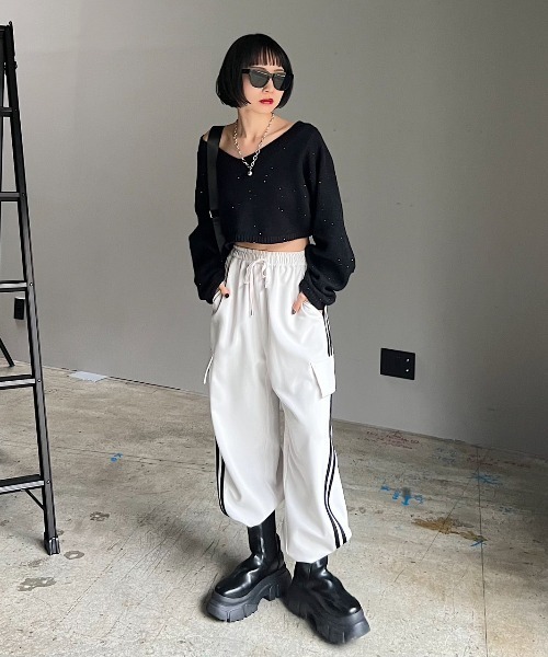 「PAGEBOY」 長袖ニット FREE ネイビー レディース_画像7