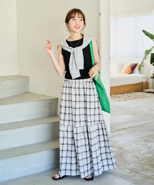 【試着のみ】ストラータティアードプリーツスカート エステルガンクラブチェックティアードプリーツスカート｜BIGI online