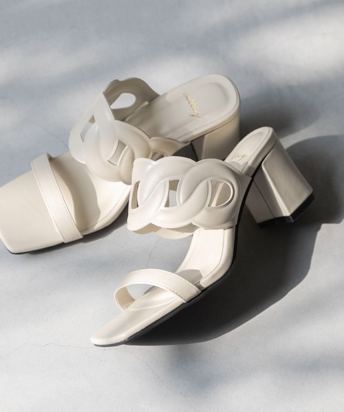 VERA WANG サンダル ミュール welleg（ウェレッグ） サンダル デザインストラップ チャンキーヒール