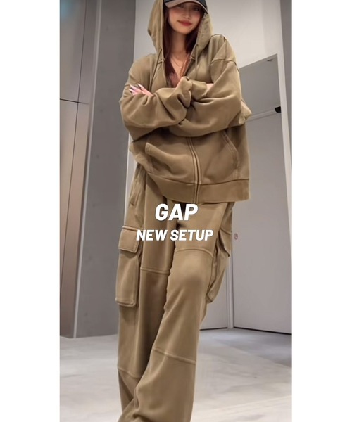 GAP（ギャップ） ジップアップパーカー X-LARGE ブラウン メンズ