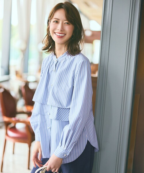 「ANY SIS」 長袖ブラウス MEDIUM ブルー レディース_画像2