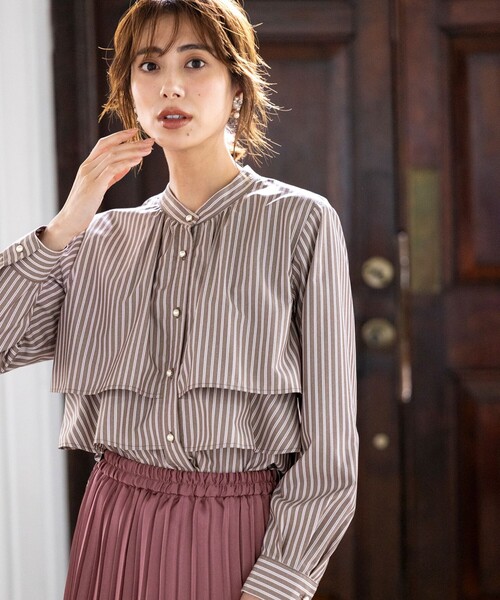 「ANY SIS」 長袖ブラウス MEDIUM ブルー レディース_画像7