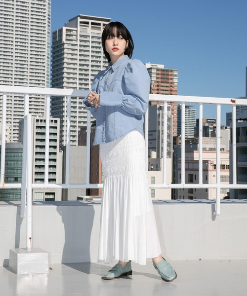 「KBF」 長袖シャツ ONE ブルー レディース_画像3