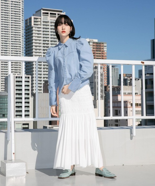 「KBF」 長袖シャツ ONE ブルー レディース_画像5