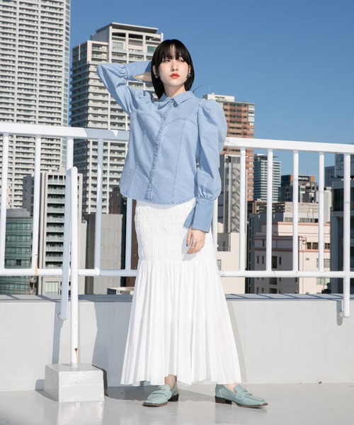 「KBF」 長袖シャツ ONE ブルー レディース_画像6