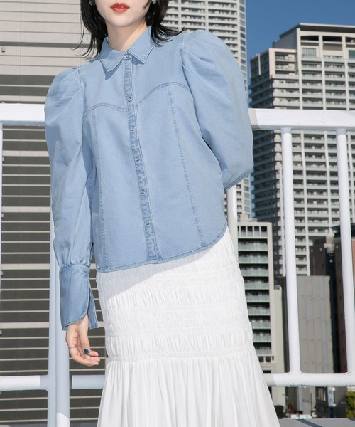 「KBF」 長袖シャツ ONE ブルー レディース_画像8