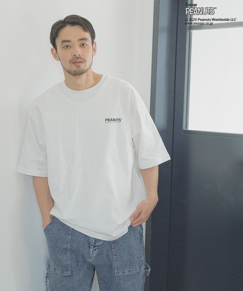 「PEANUTS」 半袖Tシャツ「BAYFLOWコラボ」 MEDIUM チャコールグレー メンズ_画像5