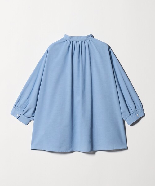 ブラウス シャツ 半袖 「WEB限定」「at ease」ノーカラー ギャザー ブラウス UVカット 通気性 レディース | green label relaxing | 16