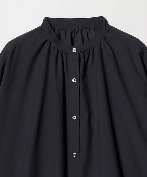 ブラウス シャツ 半袖 「WEB限定」「at ease」ノーカラー ギャザー ブラウス UVカット 通気性 レディース | green label relaxing | 06