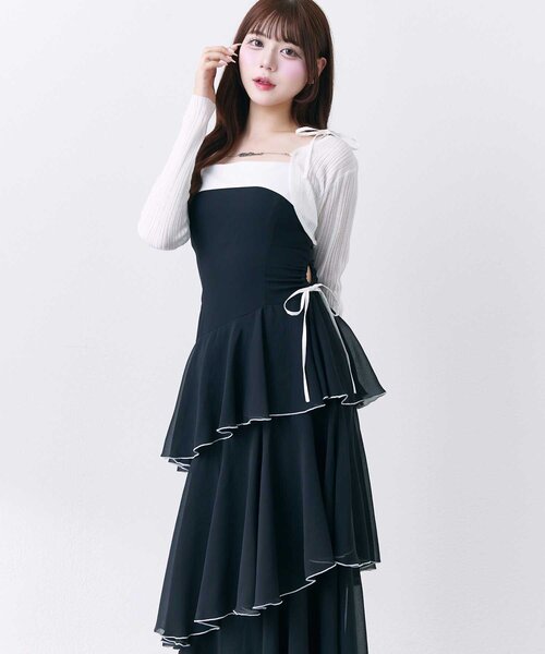 Belle Charme ワンピース 「Belle Charme」Chiffon Tiered Long