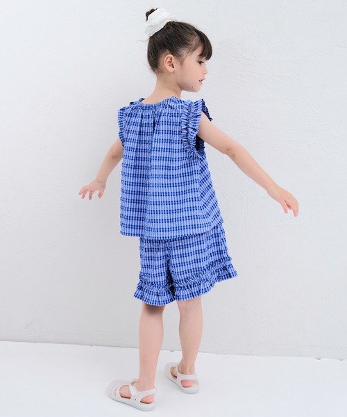 袖フリル　ノースリーブ　ショートパンツ　セットアップ　春夏　サイズM ゴルフ pairmanon（ペアマノン） セットアップ ガールズ フリル ノースリーブ