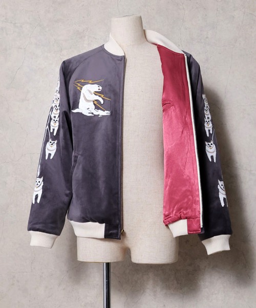 【再入荷！】春アウター スカブルゾン刺繍ドラゴンと鷲のベルベットジャンパー2XL HOUSTON（ヒューストン） ブルゾン アウター 「26AW新色＆新柄追加