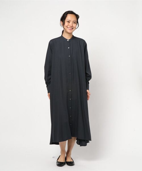 新品未使用タグ付き　mizuiro ind カットソーフレアワンピース　24SS mizuiroind ワンピース mizuiro ind T/Rスタンドカラーフレア