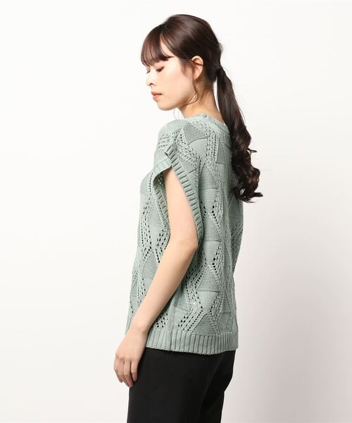 限定お買い得商品 STYLEBLOCK ニット セーター A麻タッチリーフ柄OWニット レディースウェア