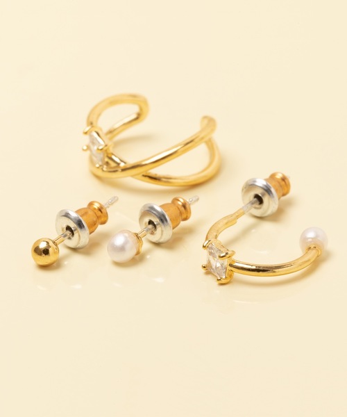 WEB限定】3way ビジュー イヤカフ リング （ピアス・イヤリング