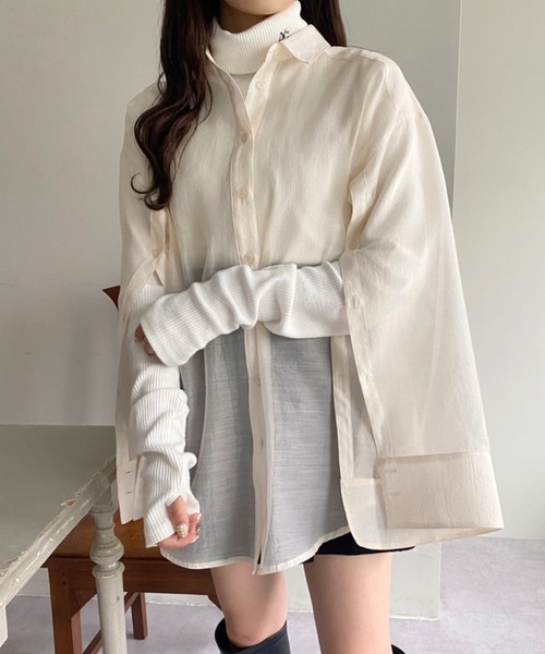 シャツ/ブラウス(長袖/七分) Multi-Way Easy Sheer Shirt S one after another NICE CLAUP シャツ ブラウス アームカバーや
