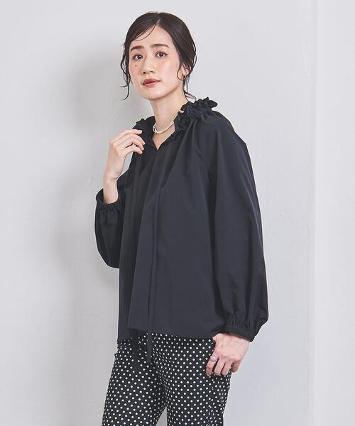シャツ ブラウス オーガンジー フリル リボン ブラウス レディース 