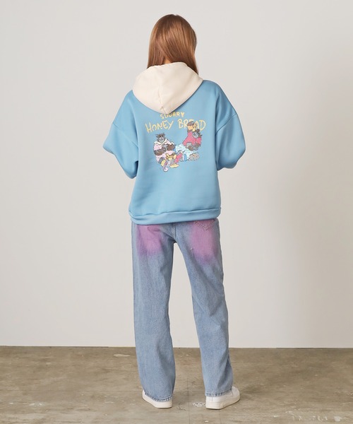 ROOP TOKYO パーカー バックプリント ベア 配色フードパーカー