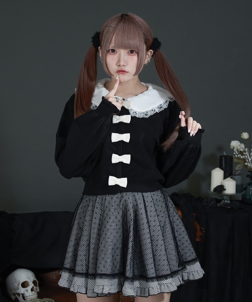 Pal elfy カーディガン リボンボタンカーディガン レディース