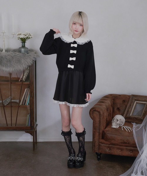 Pal elfy カーディガン リボンボタンカーディガン レディース