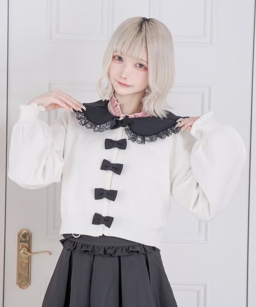 Pal elfy カーディガン リボンボタンカーディガン レディース