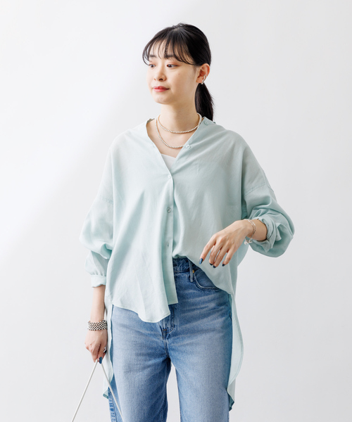 Rouge vif ブラウス シャツ 「一部店舗限定」麻混バックスリット