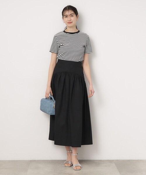 スカート 「美人百花掲載」カーブ切替ギャザーフレアスカート「洗濯機  