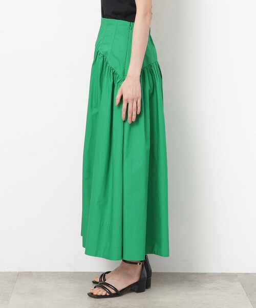 スカート 「美人百花掲載」カーブ切替ギャザーフレアスカート「洗濯機  