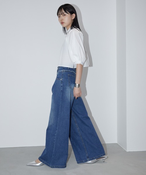 〈値下げ！〉Aunt Marie's ハイウエストワイドデニム Aunt Marie's（アントマリーズ）の「【S,M,Lサイズ展開】ワイド