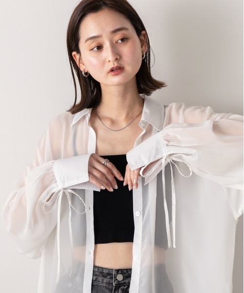ad thie（アドティエ） ブラウス シャツ リボンデザイン オーバー