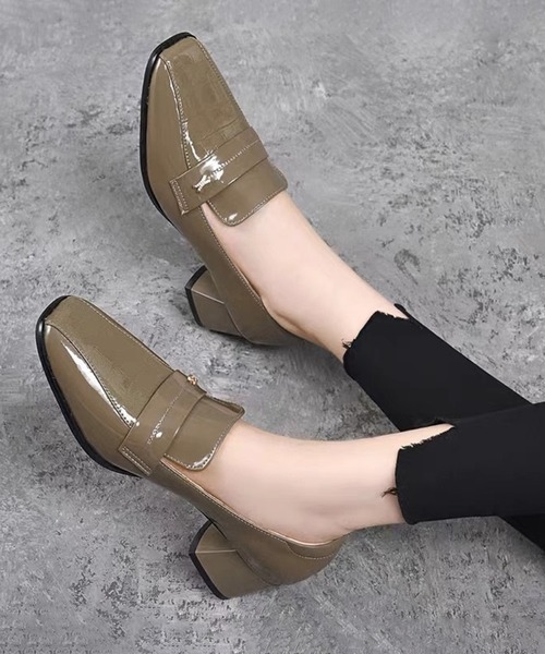 Dewlily ローファー エナメル風パンプス レディース : ZOZOTOWN Yahoo