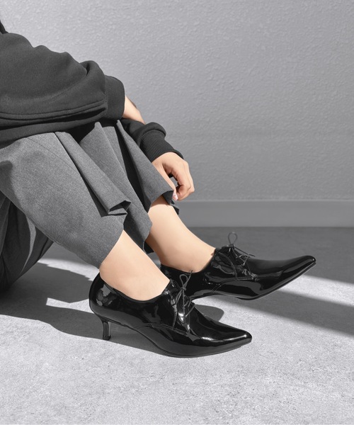美品　マナ　MANA (37) ヒールパンプス　レースアップ　ポインテッドトゥ 美品 マナ MANA (37) ヒールパンプス レースアップ ポインテッド
