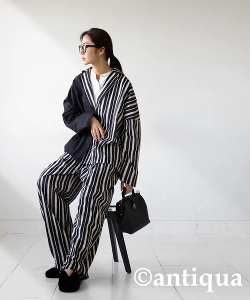 antiqua パンツ ストライプタックパンツ レディース メンズ