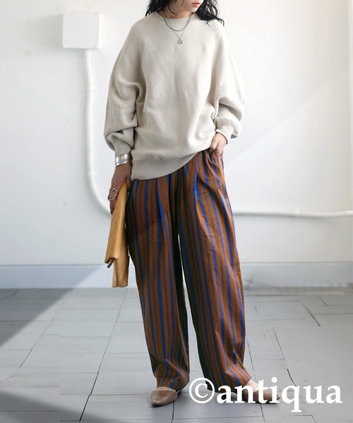 antiqua パンツ ストライプタックパンツ レディース メンズ
