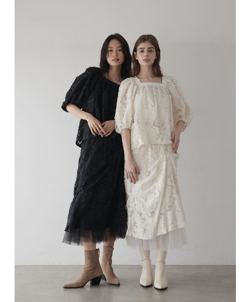 COEL（コエル） tシャツ スクエアネックシアージャガードブラウス