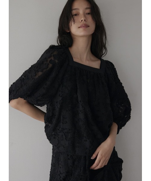 COEL（コエル） tシャツ スクエアネックシアージャガードブラウス