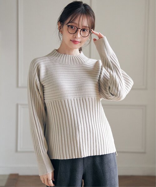 ikka（イッカ） ニット セーター 7Gワイドリブ切り替えプルオーバー