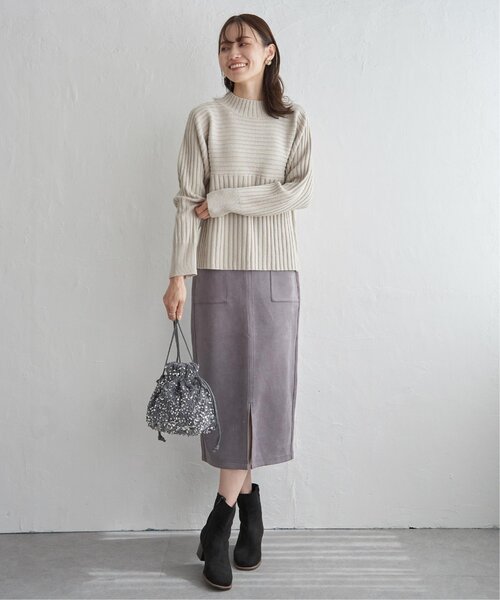 ikka（イッカ） ニット セーター 7Gワイドリブ切り替えプルオーバー