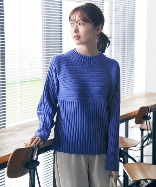 ikka（イッカ） ニット セーター 7Gワイドリブ切り替えプルオーバー