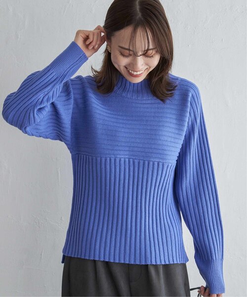 ikka（イッカ） ニット セーター 7Gワイドリブ切り替えプルオーバー