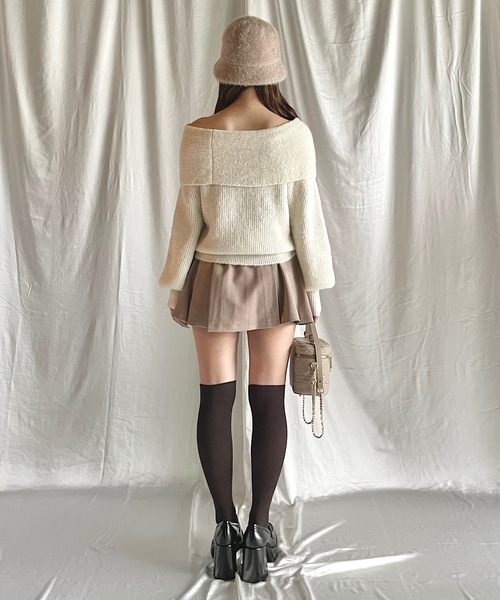 NOMAE ニット セーター リボンオフショルニットトップス