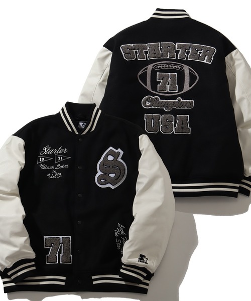 STARTER（スターター） スタジャン 袖 PU フェイク メルトン 中綿