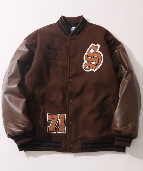 STARTER（スターター） スタジャン 袖 PU フェイク メルトン 中綿